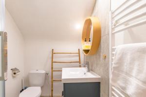 ein kleines Badezimmer mit Waschbecken und Toilette in der Unterkunft Au cœur de la ville, traversant et tout confort in Vannes