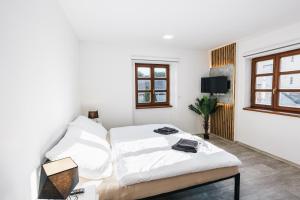 Katil atau katil-katil dalam bilik di Apartmány U Doskočilů