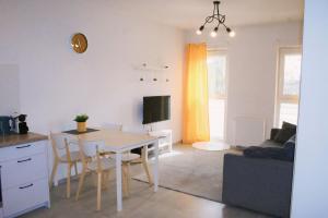 Televízia a/alebo spoločenská miestnosť v ubytovaní Apartamenty Feniks Toruń, Starówka, Centrum -Prywatny parking, Balkon, Smart TV