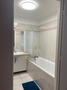 a bathroom with a tub and a sink at Le Central Victoria VII - Central district - Stanislas - Train station in Nancy