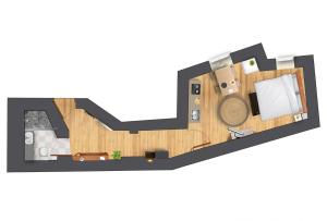 aometric view of a floor plan of a room at Rainforest Studio Downtown by Pretty Apartments in Bucharest +22 photos