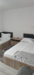 two beds sitting next to each other in a bedroom at Căsuța Bunicilor in Dorna Cîndrenilor +79 photos