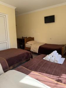 Un pat sau paturi într-o cameră la Hotel Villa Eniseli