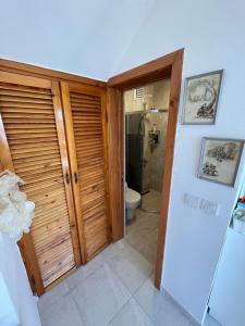 a bathroom with a shower and a toilet in it at Villa in Yalıkavak, Panoramic Sea View and Beach in Bodrum City