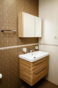 a bathroom with a white sink and a cabinet at Villa Mia in Kotor