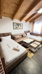 a living room with a bed and a couch at Apartments by Arbri 2 in Vlorë
