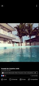 ein Bild eines Swimmingpools mit Palmen in der Unterkunft Pousada dos Coqueiros in Água Boa
