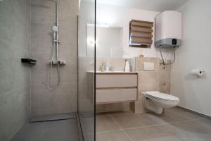 a bathroom with a toilet and a shower at Apartments with parking space Palit, Rab - 23622 in Rab +22 photos