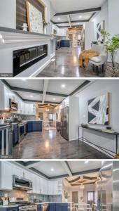 due foto di una cucina con mobili blu di High level Where Sophistication meets Elegance a Baltimora