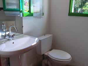 a bathroom with a white toilet and a sink at Maisonnette individuelle proche centre pour 2 personnes avec jardin privatif - FR-1-476-5 in La Faute-sur-Mer +4 photos