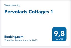 Certifikát, hodnocení, plakát nebo jiný dokument vystavený v ubytování Pervolaris Cottages 1