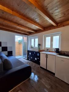 salon z kanapą i kuchnią w obiekcie Ivana Rooms w Puli