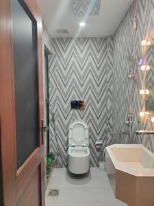 ラホールにあるLuxury manzil Apartmentのトイレと洗面台付きのバスルーム