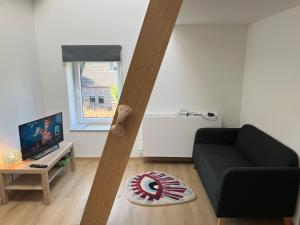 TV a/nebo společenská místnost v ubytování Sy ça me chante Tinyhouse