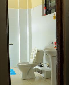 a bathroom with a toilet and a sink at Bantu's Vista in Meru +4 photos