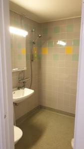 a bathroom with a sink and a shower at Gracias Inn in Valtimo