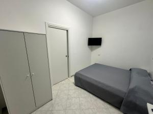 サレルノにあるRoom Raffinata Stile e Comfortのベッドと薄型テレビのある寝室