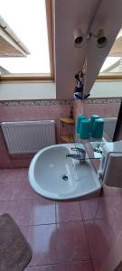 a bathroom with a sink and a toilet at Arsenal in Daugavpils +38 photos
