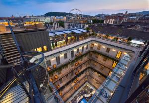 arial view of a building with plants on it at Aria Hotel Budapest by Library Hotel Collection in Budapest
