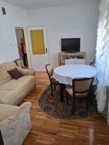 a living room with a table and a couch at Edo Apartman 1 in Senj