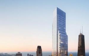a tall skyscraper in the middle of a city at Stay One Chicago in Chicago