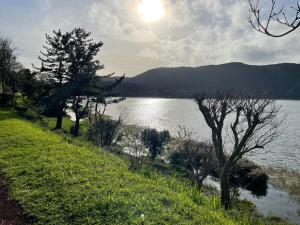 a body of water with trees on the side of it at Apartamento Centro das Furnas in Furnas +7 photos