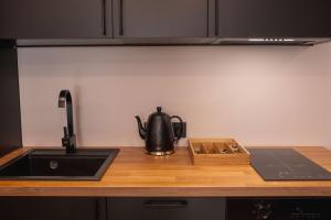 Kuchyň nebo kuchyňský kout v ubytování Euforia - Jacuzzi apartment Ukmergė