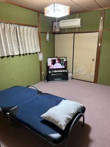一棟貸し民泊宿松山荘的电视和/或娱乐中心