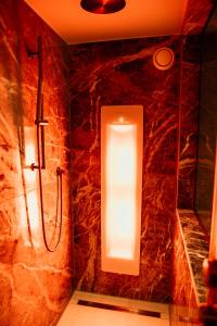 ミデルブルフにあるFortuna Suitesの石壁の便器付きのバスルーム