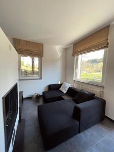 a living room with two couches and a tv at 131c - Fronte Lago in Bagno di Romagna