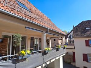 ein Haus mit Topfpflanzen auf einem Balkon in der Unterkunft Le Repaire des Hirondelles - Le Schopf in Scharrachbergheim Irmstett