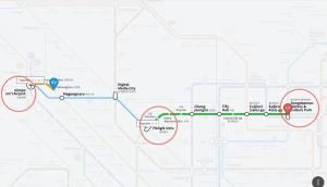 eine Karte der vorgeschlagenen U-Bahn-Linie in der Unterkunft Yeondam Stay in Seoul