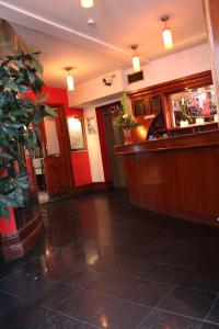 eine Bar in einem Restaurant mit Topfpflanze in der Unterkunft Dublin Citi Hotel of Temple Bar in Dublin