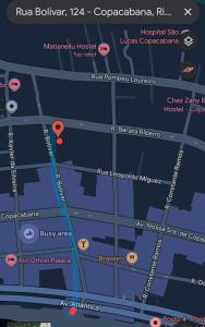 a map of the ritzelel copacabana nightclub at Espaçoso flat in Copacabana in Rio de Janeiro