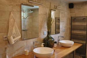 a bathroom with two sinks and a large vase at Lepadaloft in Villeneuve-Saint-Georges +14 photos