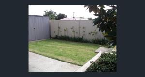 a backyard with a white fence and a grass yard at Riverside Kingdom Goolwa in Goolwa +16 photos