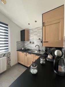 a kitchen with a sink and a counter top at Maison proche centre-ville in Dijon