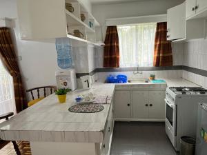 eine Küche mit einer weißen Arbeitsplatte und einem Waschbecken in der Unterkunft Lantana Suites in Nairobi + 3 Fotos