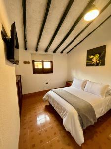 a bedroom with a bed and a tv on the wall at Hotel Santa Lucia de Cucaita in Cucaita