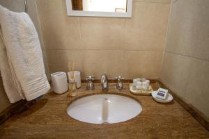 a bathroom with a sink and a mirror at Gasparetto Lofts Mendoza in Godoy Cruz +62 photos