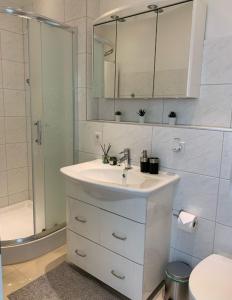 Et badeværelse på Ferienwohnung im Harz 4