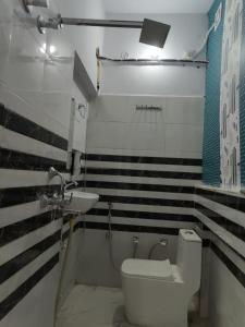 a bathroom with a toilet and a sink at Veer Guest House in Bareilly +10 photos