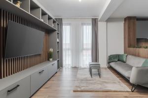 Μια τηλεόραση ή/και κέντρο ψυχαγωγίας στο Luxury Grey Apartments - Central, Free Parking, Self Check-In