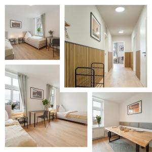Ένα ή περισσότερα κρεβάτια σε δωμάτιο στο Teamquartier Erfurt Nord mit Stellplatz
