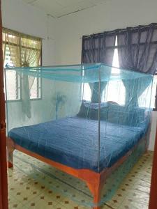 a bed with a glass canopy in a room at Villa Rosita in Dauin