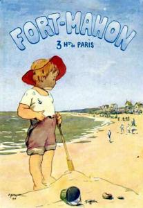 une couverture de livre représentant un garçon jouant sur la plage dans l'établissement Villa " Rosina ", à Fort-Mahon-Plage