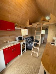 a kitchen with a bunk bed in a tiny house at Tiny Housse à la campagne in Sarrians