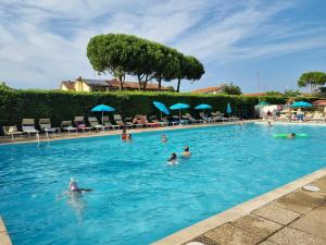 a group of people swimming in a swimming pool at Mobile Home Emma in Lido di Dante