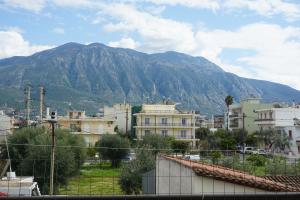 卡拉马塔Sunny Apartments - Tolis 2oς的享有以山为背景的城市美景