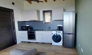 a kitchen with a refrigerator and a sink and a dishwasher at Philip's Akamas Retreat in Neo Chorio